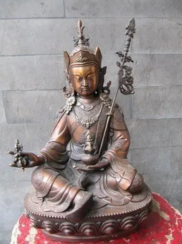 Bir 00369 13 ''Тибетский буддизм Чистая красная бронза резной padmasambhava мастер статуя