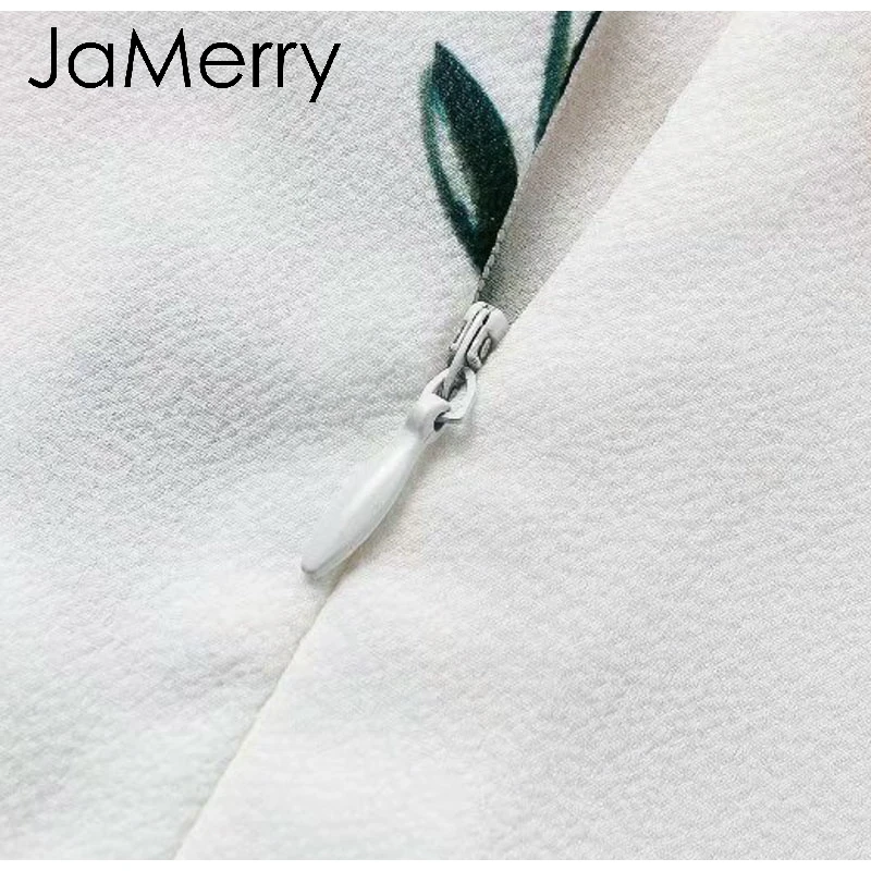 JaMerry винтажное сексуальное женское мини-платье с открытыми плечами и принтом, кружевные летние короткие платья с рюшами, праздничные пляжные белые платья