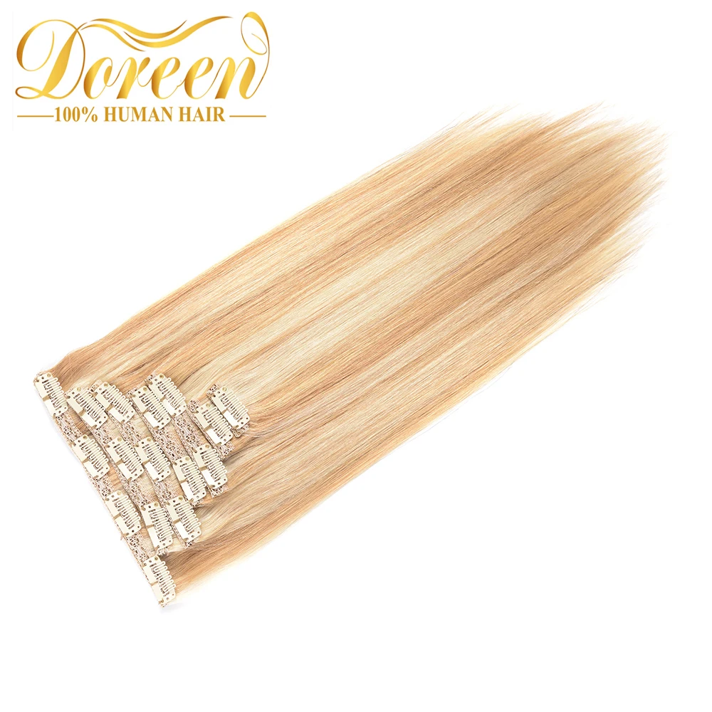 Doreen 1"-26" набор волос для наращивания на всю голову смешанных фортепианных цветов на заколках, бразильские волосы для наращивания, человеческие волосы