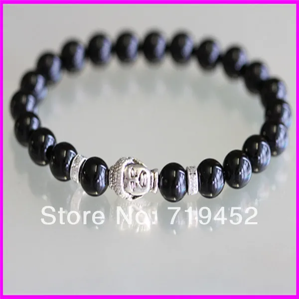 Оптовая продажа для мужчин с бусинами и буддой браслет топ черный оникс Красный