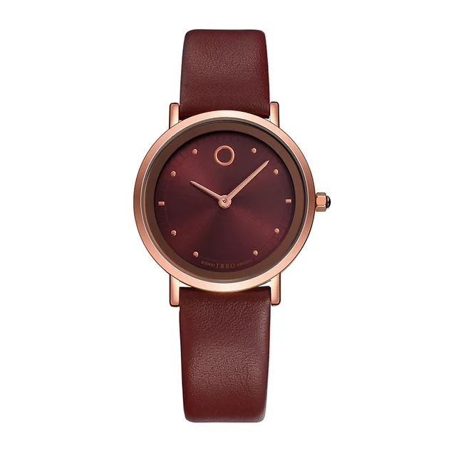 women brown IBSO 7,6 мм ультра-тонкие мужские и женские роскошные часы Новая мода водонепроницаемые кварцевые часы для мужчин и женщин ремешок из натуральной кожи Montre Femme - Цвет: women brown