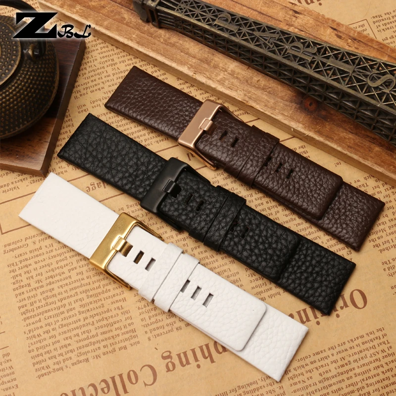 Genuine leather strap watchband 24 26 28 30mm Litchi grain Watch band Soft comfortable DZ4323 1657 4343 watch bracelet for Diese |