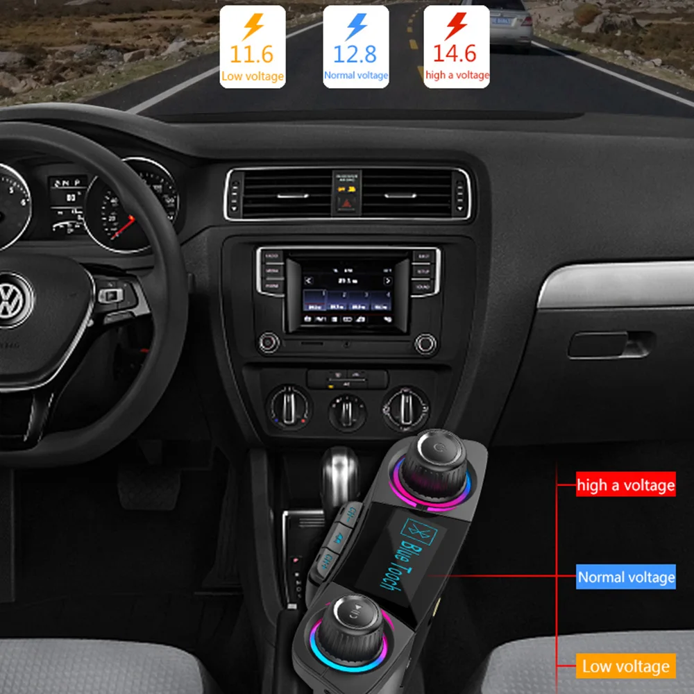 FM передатчик Aux аудио Bluetooth 4,0 Handsfree Car комплект 1,3 ''ЖК-дисплей 5V 3.1A Dual USB Зарядное устройство Автомобильный MP3-плеер Поддержка TF карта u-диск