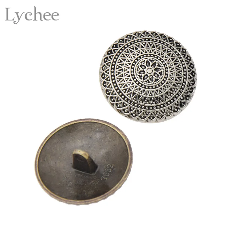 Круглый Цветок Lychee Life 10 шт. резные пуговицы металлические с хвостовиком для