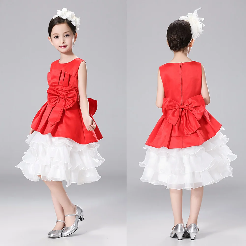 Модное платье для девочек без рукавов с бантом-бабочкой милое Бальное Платье До