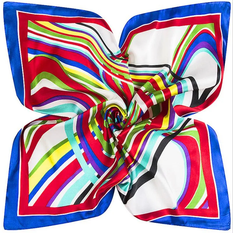 60x60 см стюардесса на рабочем месте полосатый узор маленький квадратный шелковый