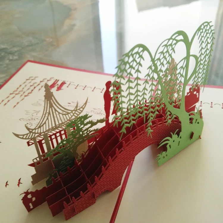 Уникальные 3D бумажные сценические открытки складные типа ручной работы ажурные