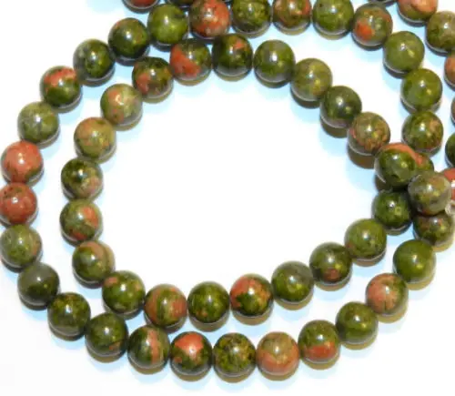 

wb 003118 Wholesale 5 Strands 8mm Real Natural Unakite Round Loose Beads 15"