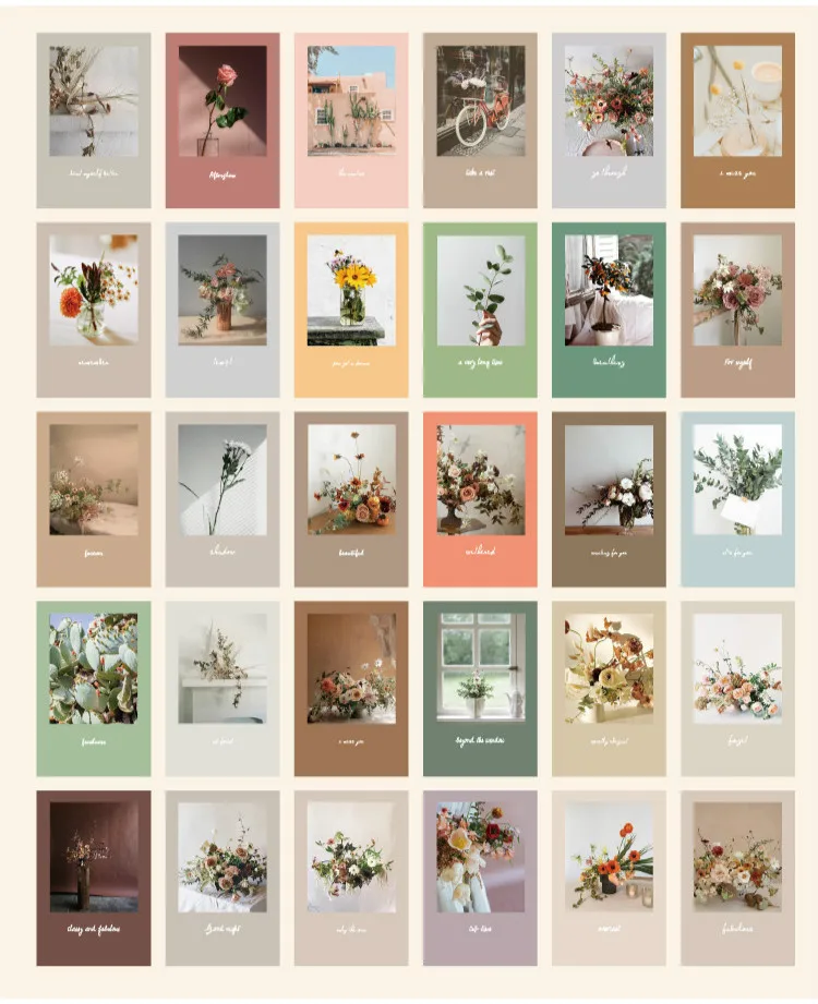 30sheet one pack 30 листов/упаковка Цветочная бумажная открытка на день рождения открытка с благодарностью букет поздравительная открытка подарок на Рождество год - Цвет: 30sheet one pack