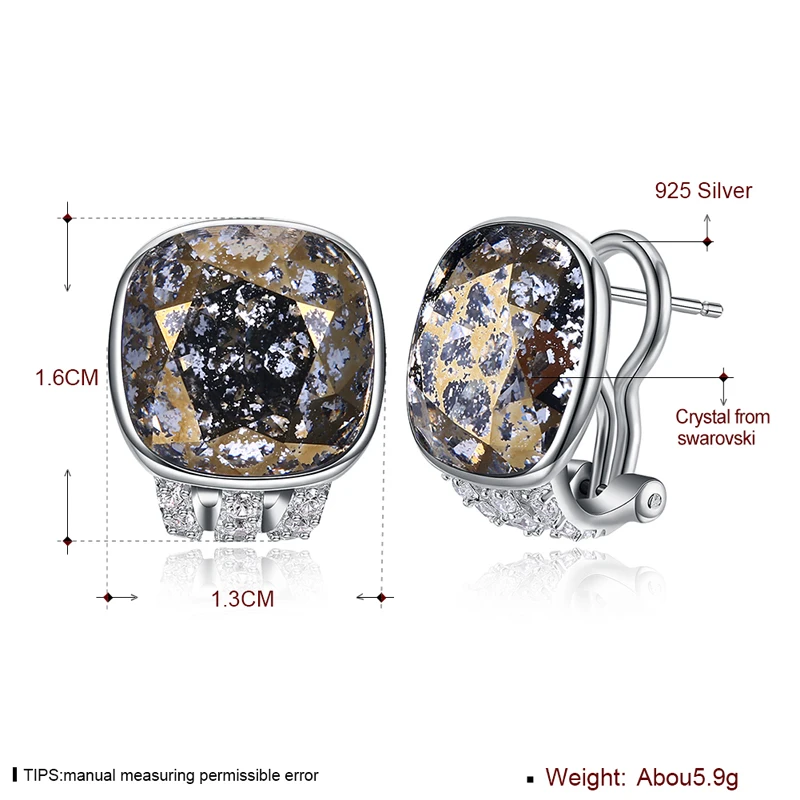 Новые трендовые серьги-гвоздики LEKANI с кристаллами SWAROVSKI в форме кубика для