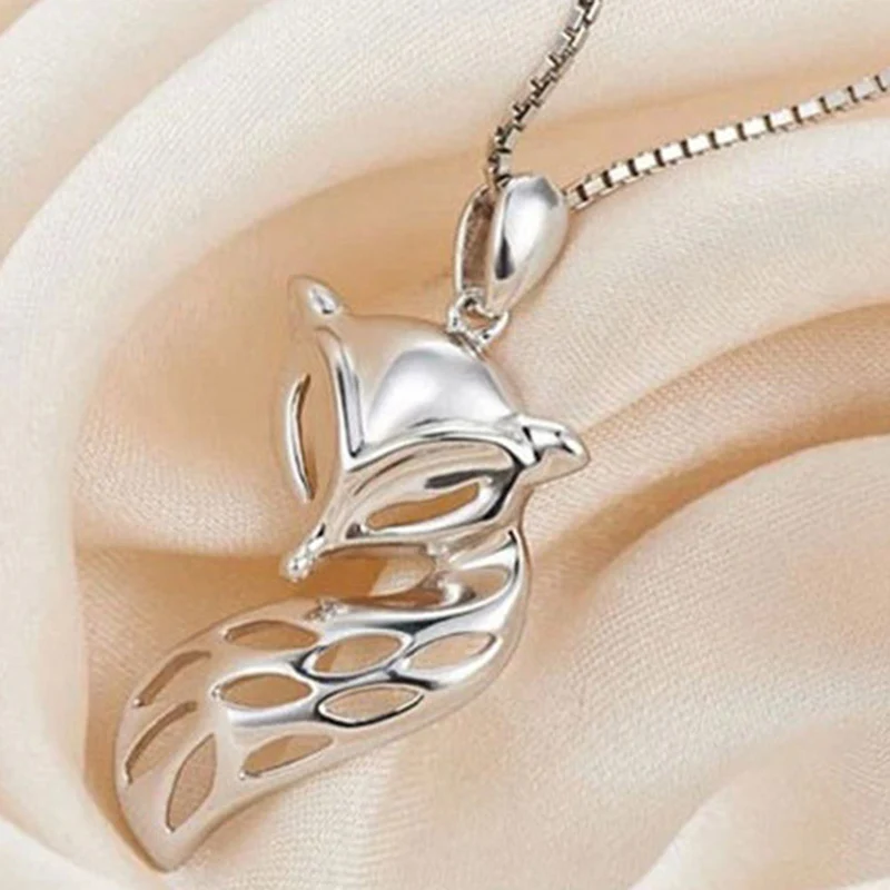 High Quality Unique Woman Fashion Animal Fox Pendant Necklace Silver Color Lovely Design Girls Best Gifts For Valentines Day | Украшения и