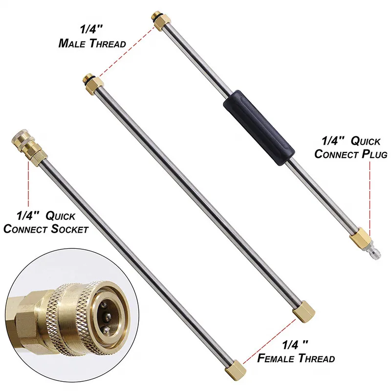 Automobiles Pressure Washer Extension Wand Set Replacement Lance with Spray Nozzle snow foam 7.5 Feet1/4''Quick Connect 4000PSI |