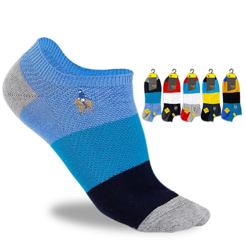 G5 mix 5 colors Модные поло хлопковые короткие носочки по щиколотку для мужчин, 10 шт. = 5 пар/лот, высокое качество, бизнес бренд, повседневные забавные мужские носки - Цвет: G5 mix 5 colors