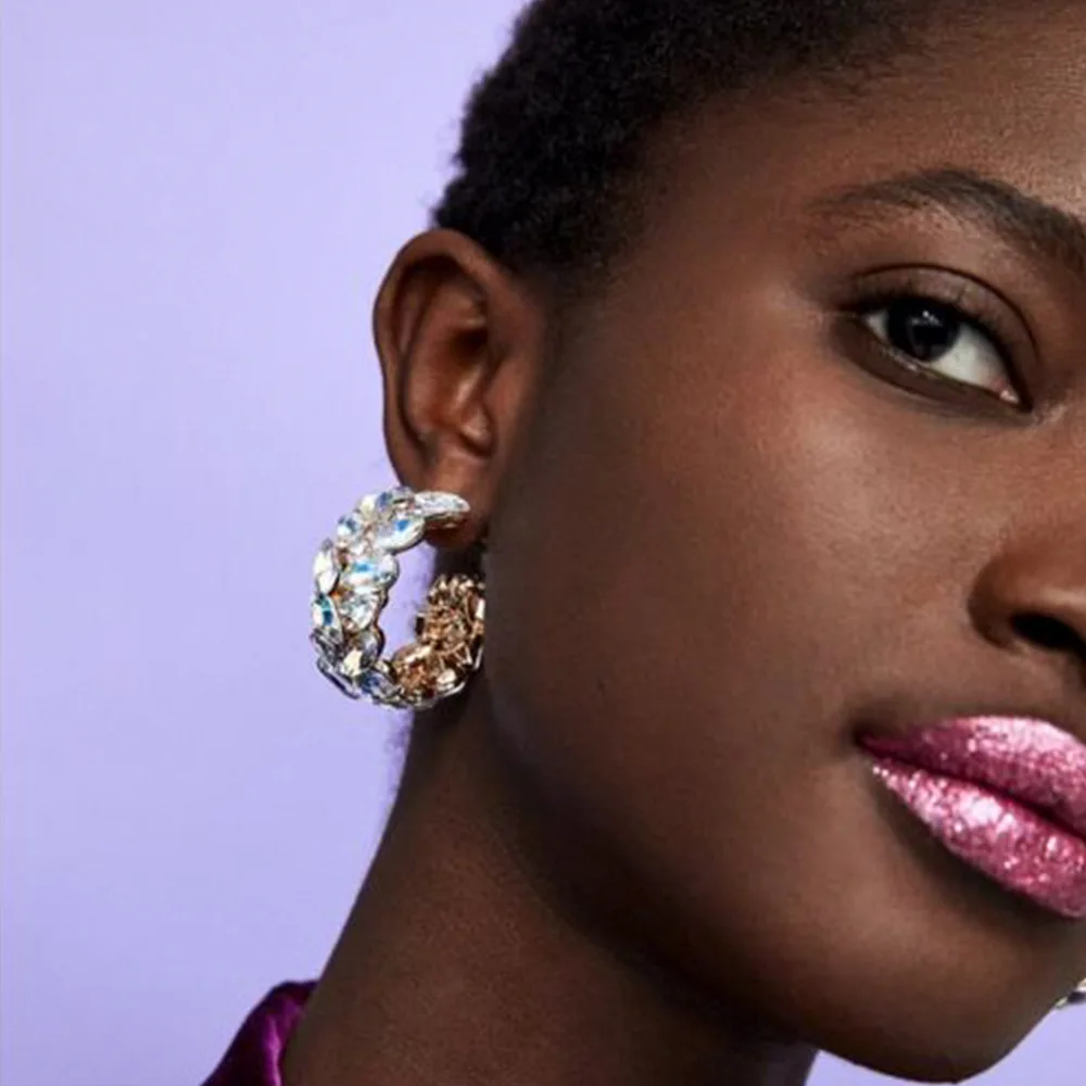 Новый дизайн квадратные Подвесные серьги Za с кристаллами женские