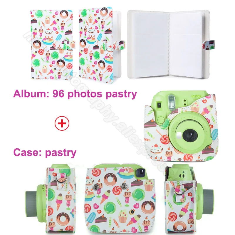Тот же дизайн альбом и pu кожаный чехол в паре для Fujifilm Instax Mini 9 8 камера, Fujifilm Instax Mini фильмы - Цвет: Pair-Pastry