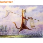 Картина по номерам CHENISTORY, абстрактные животные, кошки, Современная Настенная картина, холст для домашнего декора 40x50 см