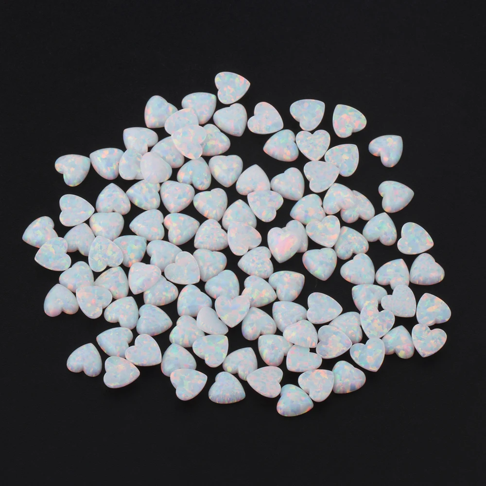 Free Shipping 5*5mm 50pcs/lot OP17 White Color Heart Cabochon Synthetic Fire Opal Stone | Украшения и аксессуары