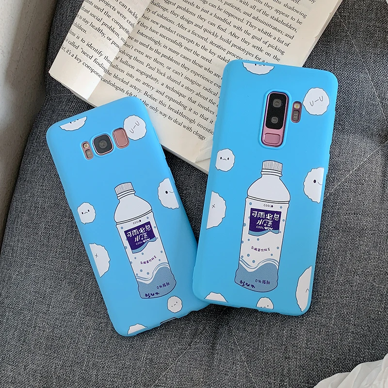 YHBBCASES для Samsung Galaxy S8 S9 S10 Plus бутылка воды с мультяшным чехлом телефона Note 8 9 синие
