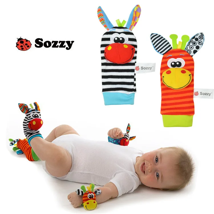 Фирменная Новинка Sozzy Детские животных наручные Носки для девочек погремушки