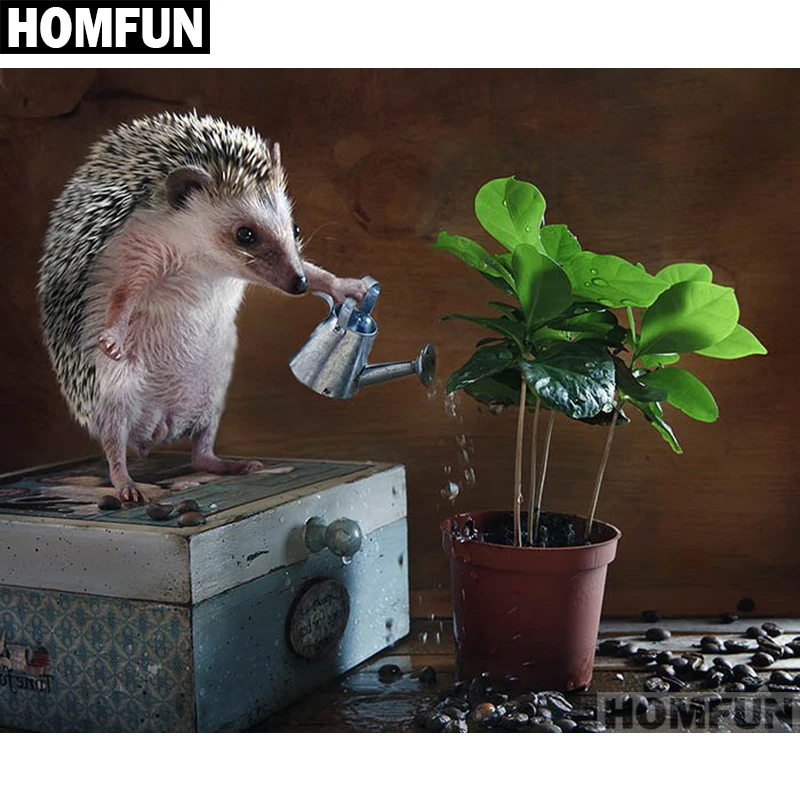 Алмазная живопись HOMFUN A01333 картина Ежик с полными квадратными/круглыми стразами 5D