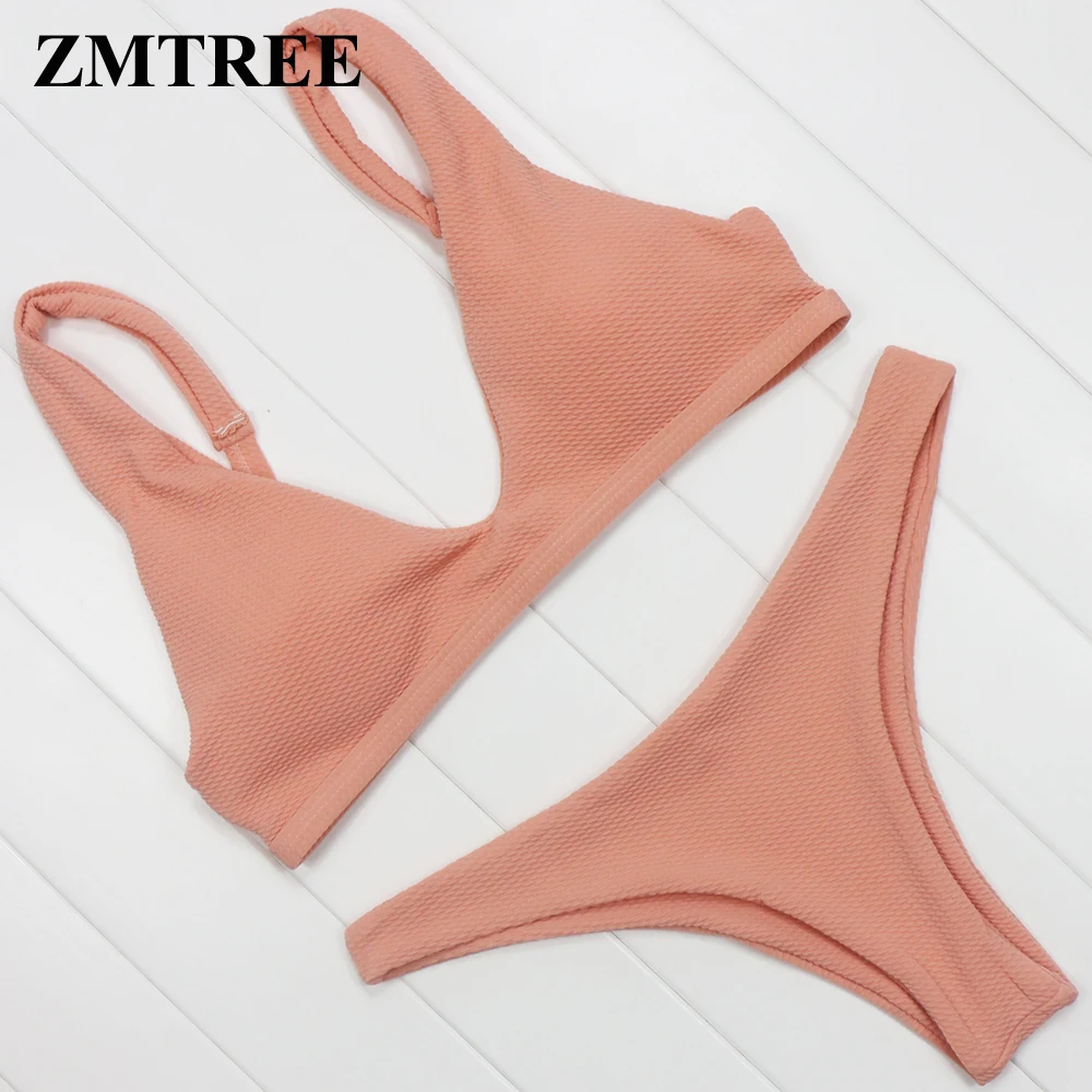 Женский купальник ZMTREE бикини с низкой талией розовый и белый цвета|bain| |
