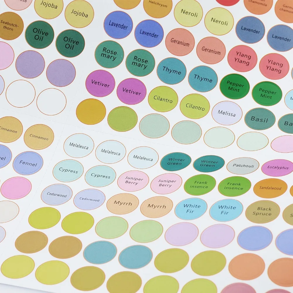 

1 Sheet=192 Labels Essential Oil Bottles Cap Lid Labels Round Circle Colorful Toys Stickers Compatible For doTERRA Young Living