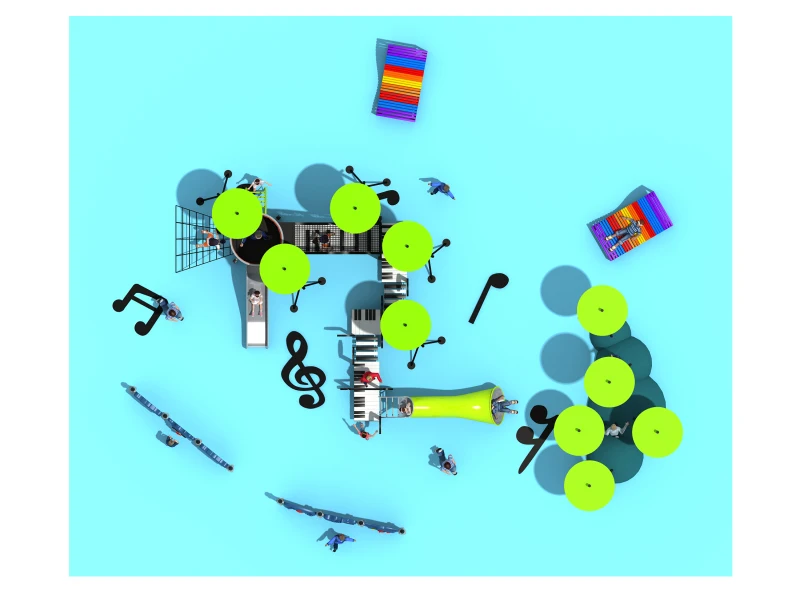 Koop Aangepaste Amusement Speeltuin Met Staal Dia Voor Kinderen Muziek Thema Plastic Glijbaan Park YLW-OUT180308