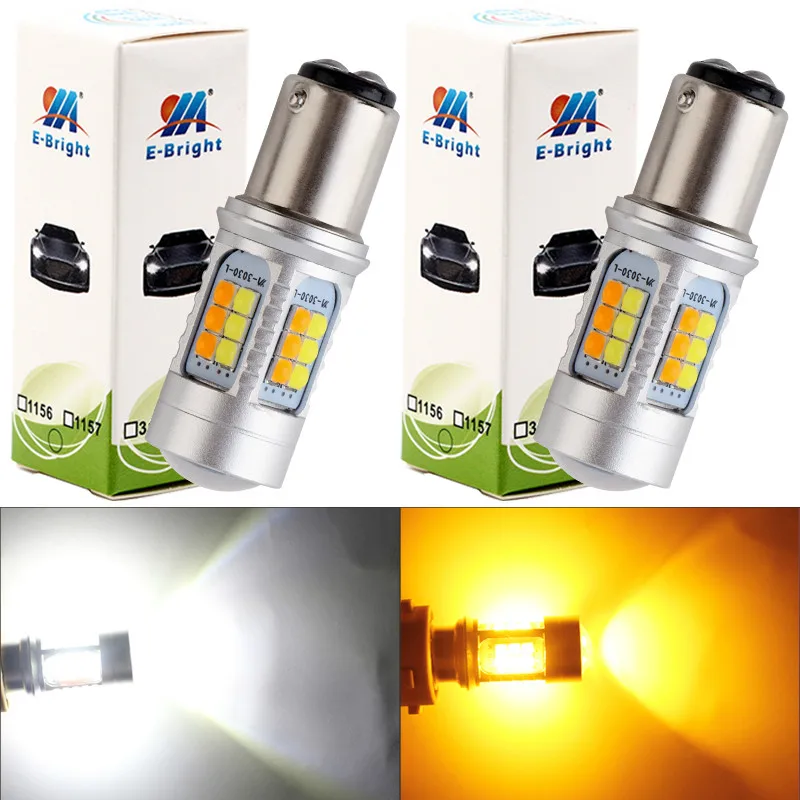 YM E Bright Новый светодиодный автомобильный фонарь 2 шт. 3030 1157 BAY15D P21/5 Вт 3157 P27/5 7443 W21/5 12
