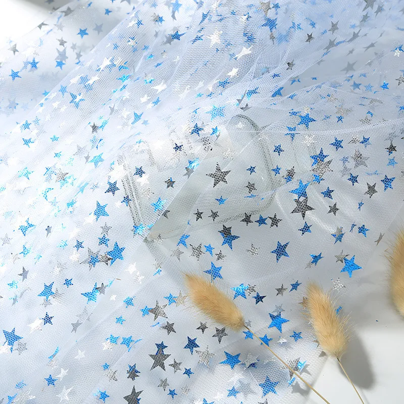 1 5*1 метр Серебряный звезда тюль блёстки ткань DIY Baby Shower пачка юбка пояса платье