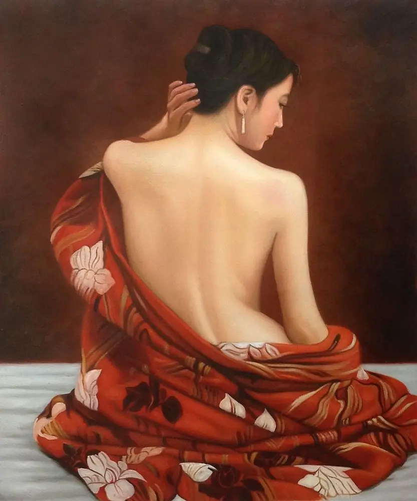 Красивая картина с обнаженной женщиной для гостиной настенное украшение тигр