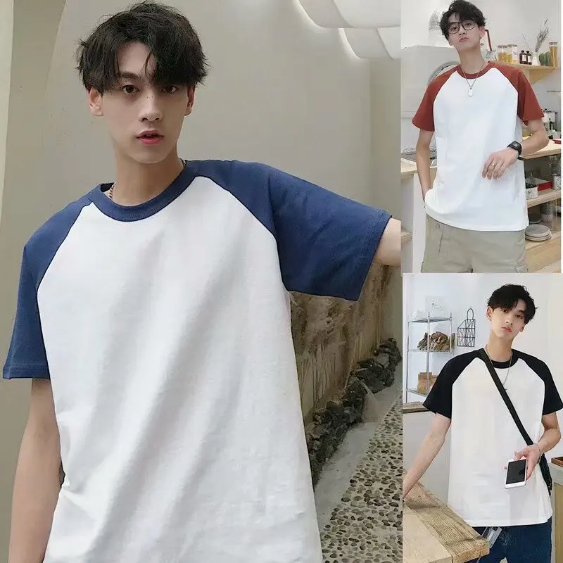 

Summer new / Japanese stitching trend men and women short-sleeved T-shirt ins Korean loose cotton basic half-sleeve tee