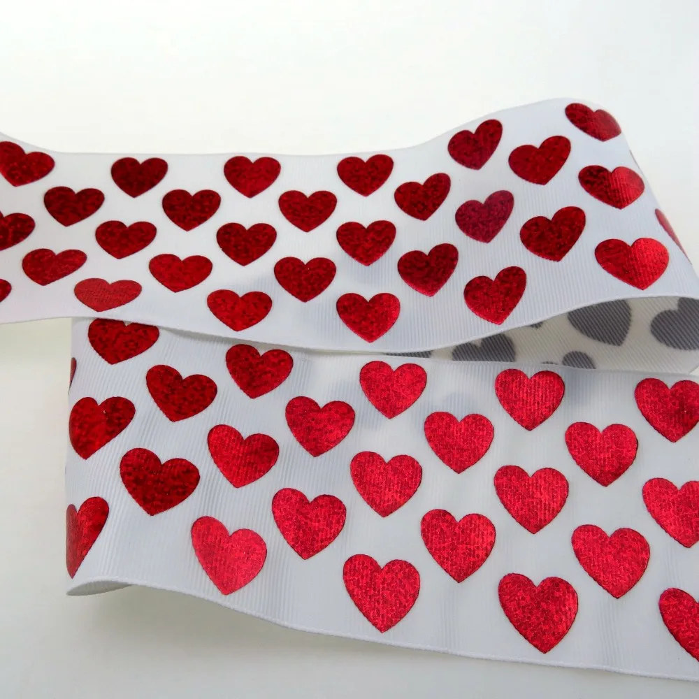 100 ярдов/партия 3 &quotсердце голограмма grosgrain лента для Дня Святого Валентина