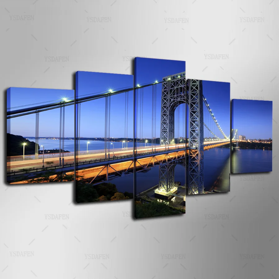 

HD Printed 5 Piece Canvas Art Bridge painting Canvas Print Wall Pictures for Living Room Home Decor Free Shipping HG-256