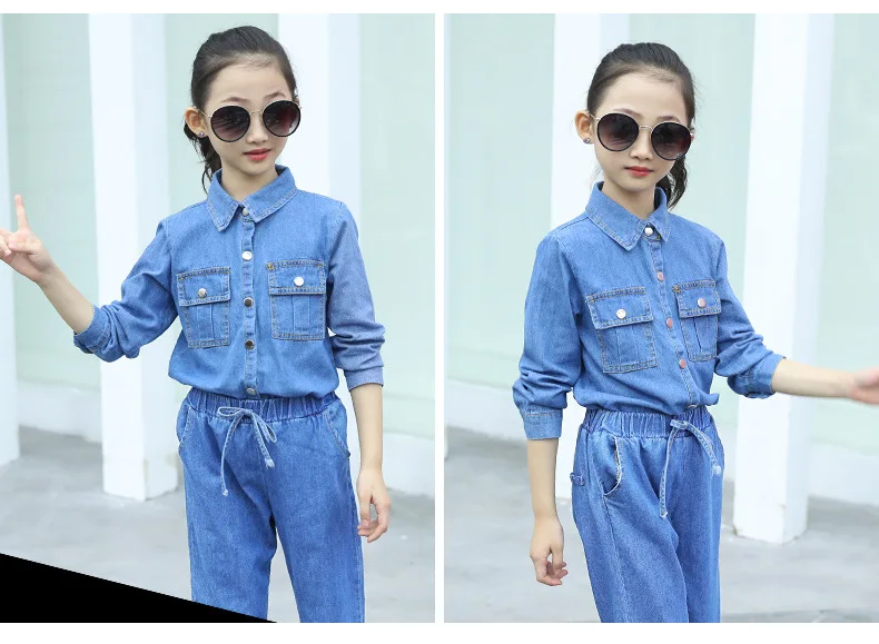 

Girls autumn suit 2018 new fashion Korean version of the explosion version of the tide suit female children's denim two-piece