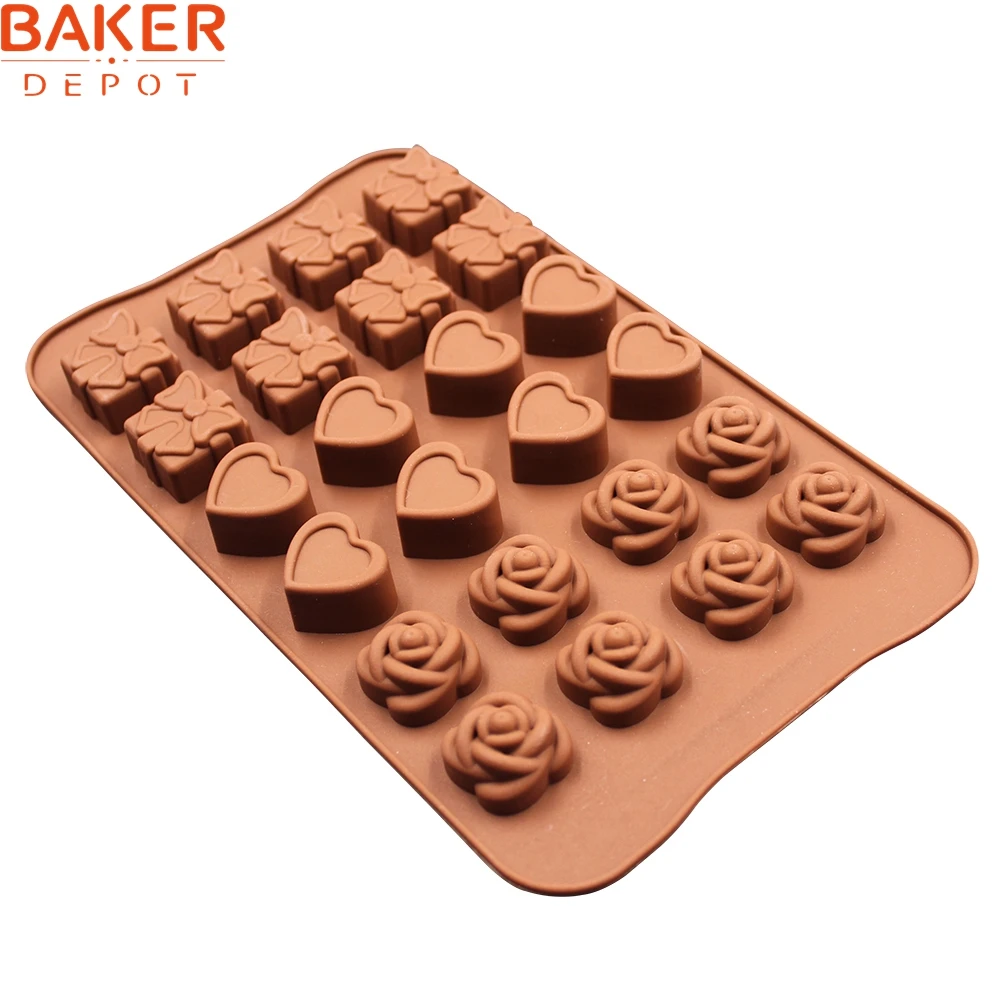 BAKER DEPOT DIY Flower Heart and Gift Silicone Mold for Chocolate Ice Cube Cake Decorating Molds CDSM-685 | Дом и сад