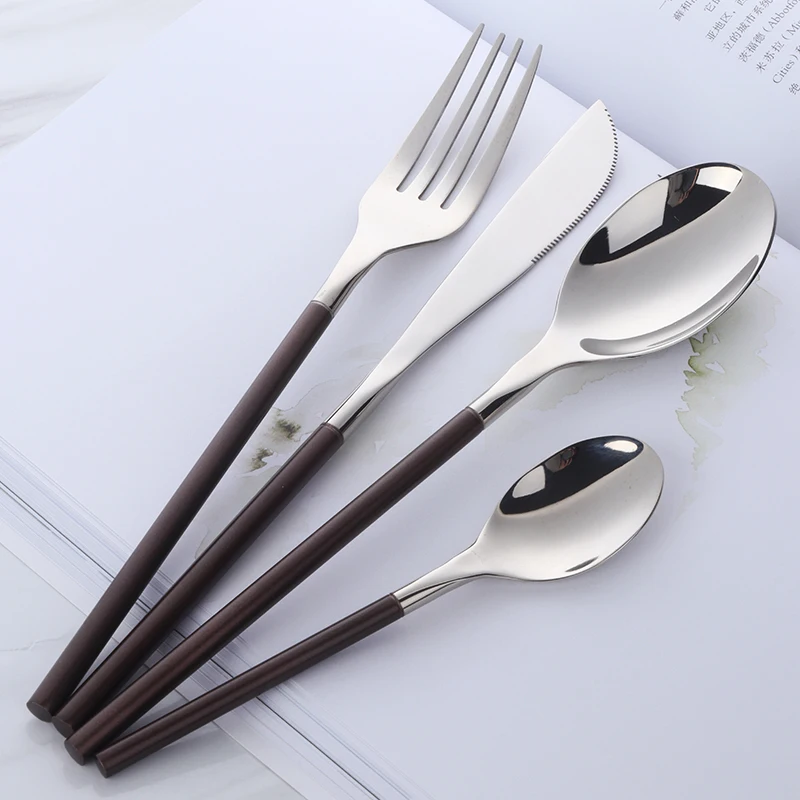 Столовые приборы из нержавеющей стали 18/10 24 шт.|black cutlery set|set dinnertableware dinner set |