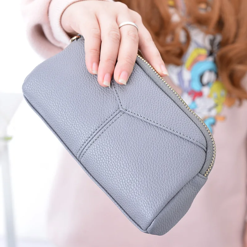 gray Женская косметичка из искусственной кожи на заказ, косметичка, косметичка, чехол, косметичка для путешествий, органайзер для хранения, Женский кошелек, клатч - Цвет: gray