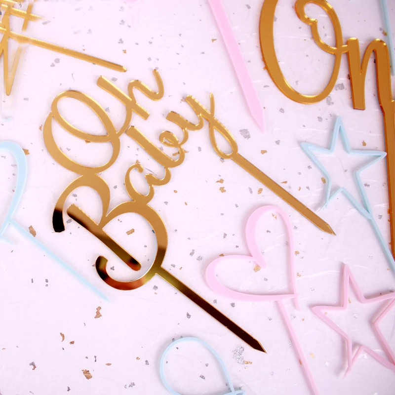 Классический акрил письмо украшения на день рождения торт Топпер Топ золотой