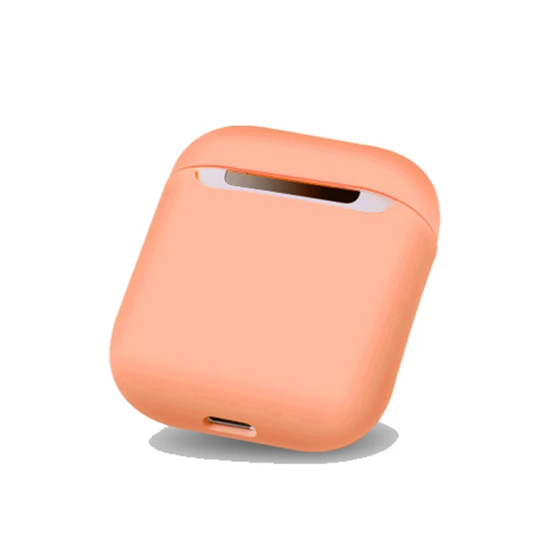 Силиконовый наушник чехол для Airpods 1 мягкий гибкий тонкий чистый яркий цвет беспроводной Bluetooth наушники чехол для Airpods чехол сумка - Цвет: Orange