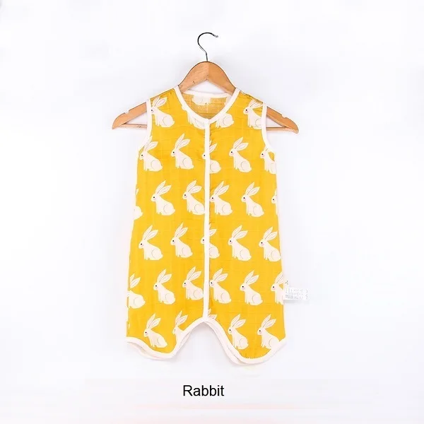 Rabbit Детский спальный мешок из муслина, хлопковый спальный мешок без рукавов, летний мягкий милый детский костюм для детей, пижамы, спальные мешки для новорожденных - Цвет: Rabbit