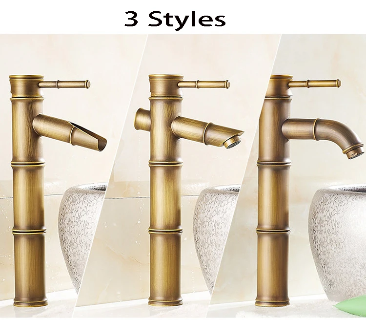 3 вида античный бамбуковый смеситель для ванной комнаты Античная бронзовая