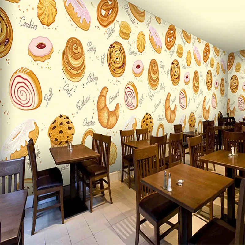Обои 3d Индивидуальные хлебобулочные обои десертный чайный магазин Фастфуд