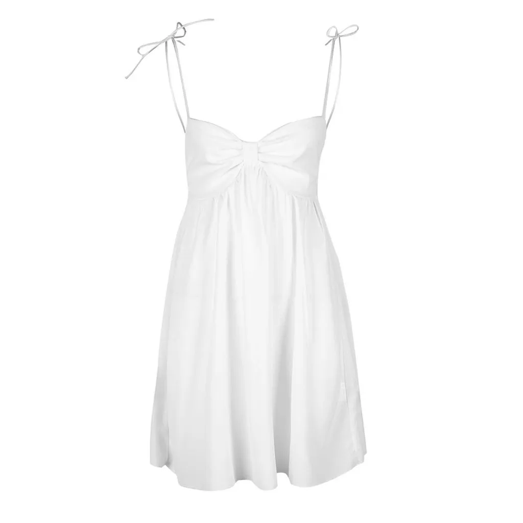 Женское шифоновое платье мини Feitong белое Повседневное выше колена без рукавов с