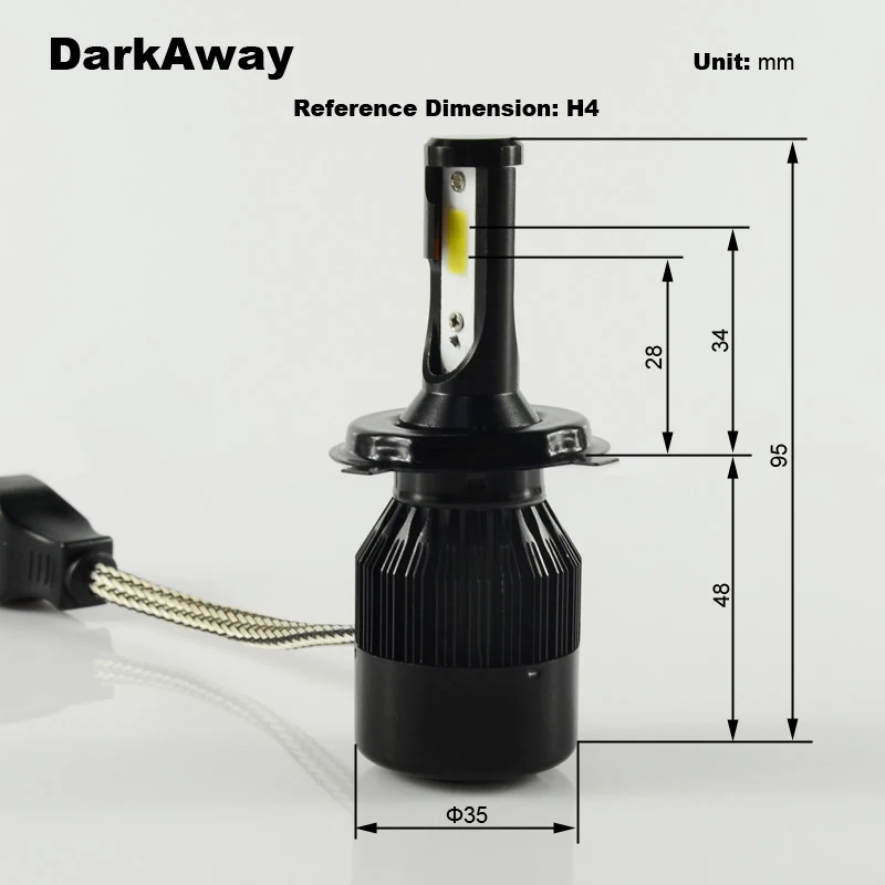 Светодиодный фонарь darkway H4 60 Вт 9003 лм Автомобильный светодиодный светильник