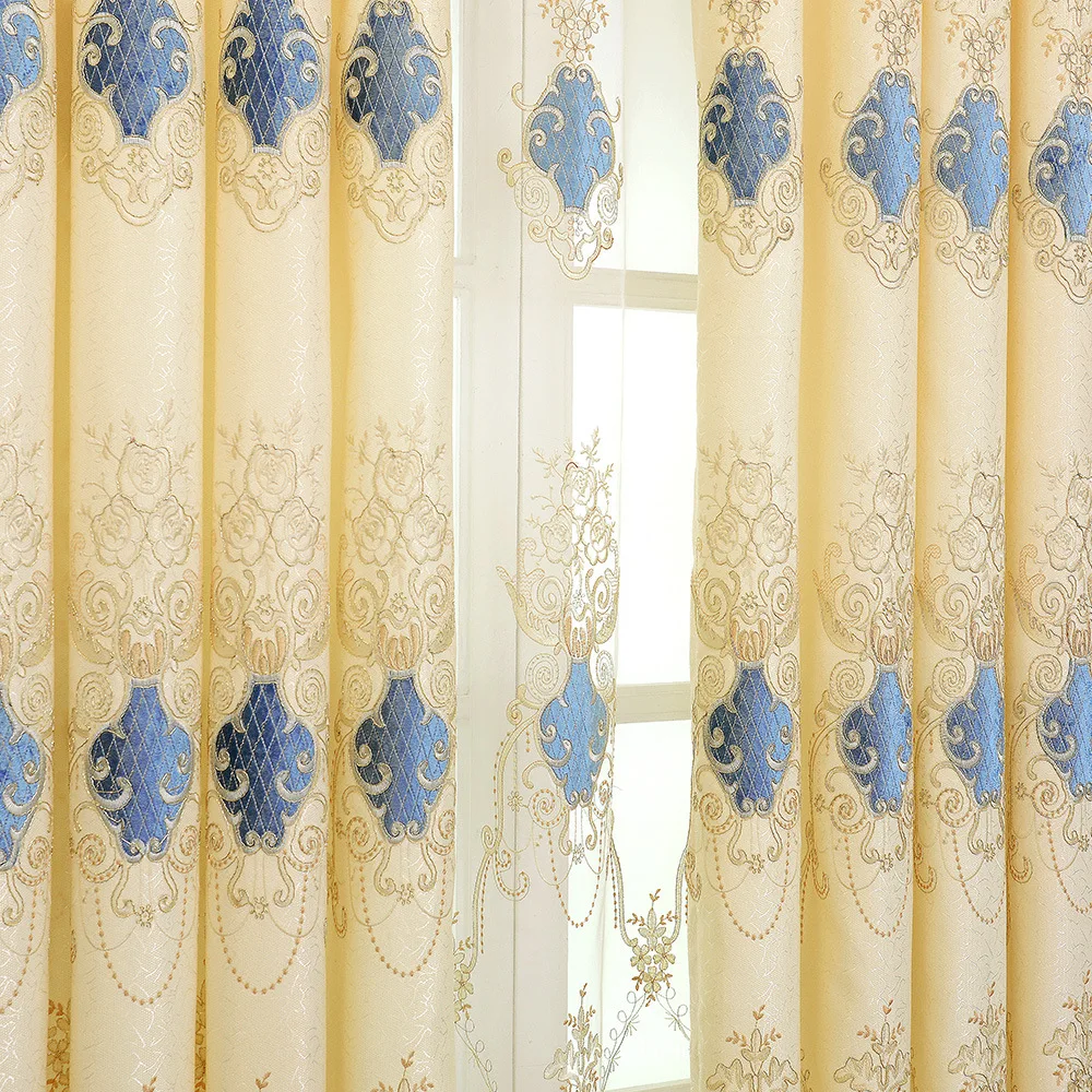 

European Embroidered Blackout Curtains for Living Room with luxury Voile Curtain for Bedroom Window the curtains in the kitchen