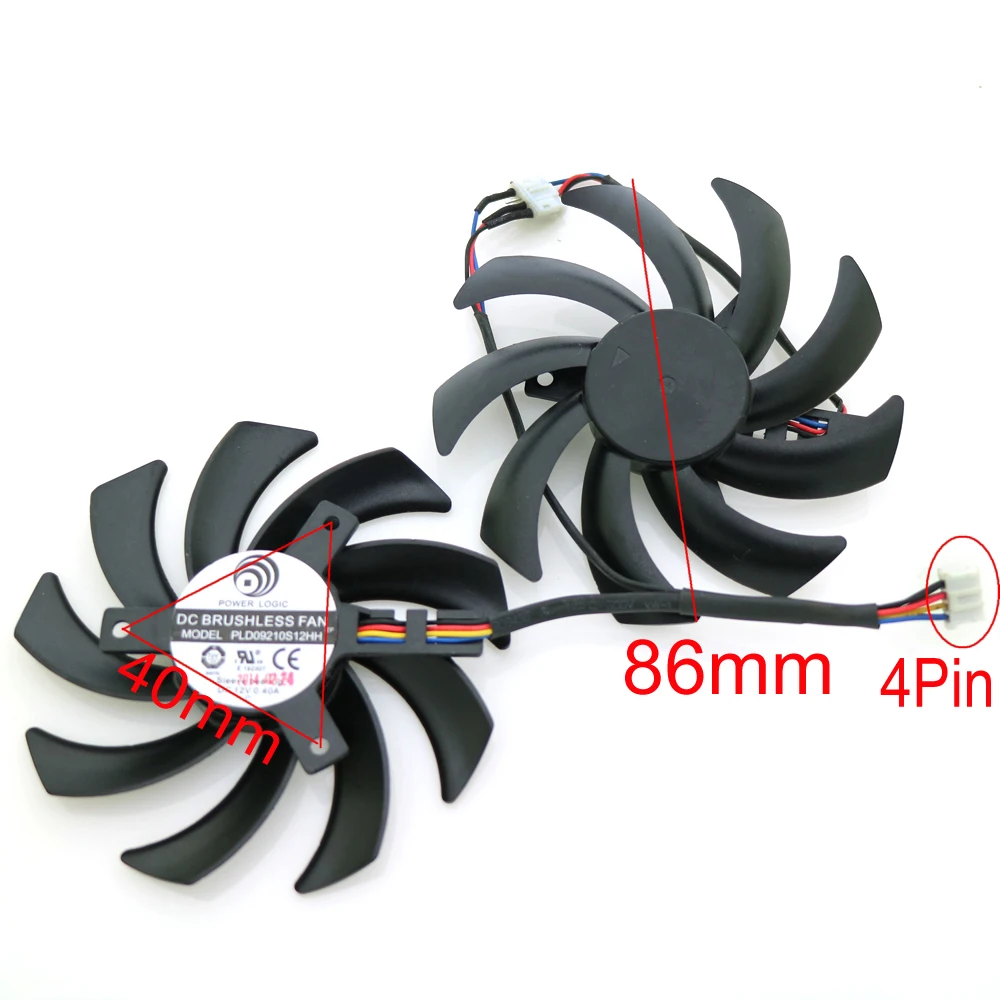 2 шт./лот PLD09210S12HH DC12V 0.40A 86 мм 40*40*40 4Pin для XFX R9 280X 270X 290X Вентилятор охлаждения