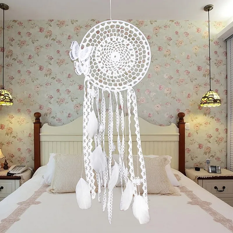 4 цвета, белое кружево ручной работы, Ловец снов, перо, бисер, настенное украшение, украшение для красоты, домашний декор