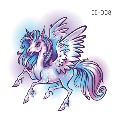 CC-008 Мультфильм тату Единорог для детей милый лошадь собака олень поддельные татуаж детей временные водостойкий боди-арт татуировки стикер - Цвет: CC-008