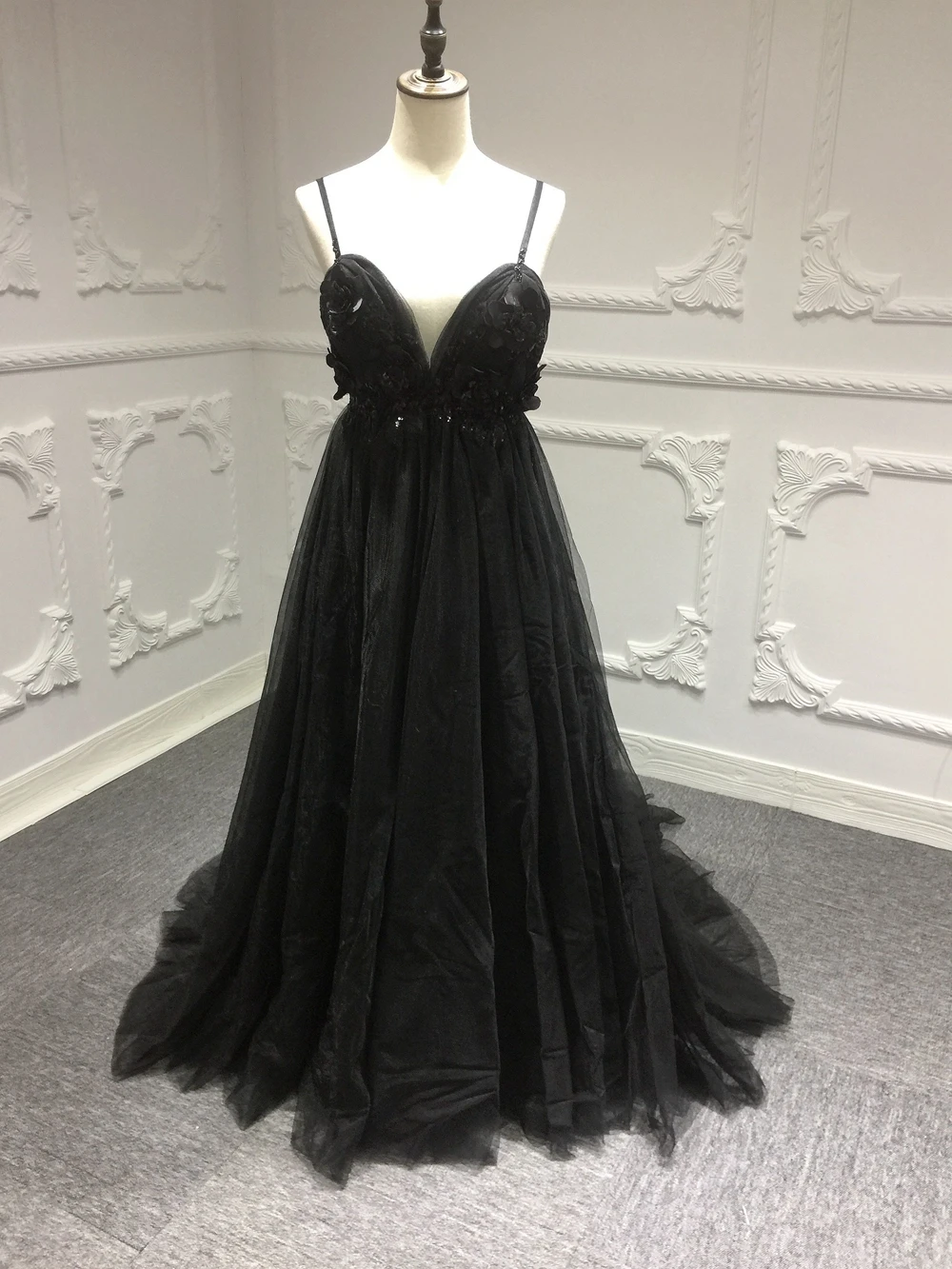 SSYFashion Новое сексуальное зеленое вечернее платье с v-образным вырезом без рукавов с открытой спиной с коротким Шлейфом Кружевное Вечернее платье для выпускного вечера Robe De Soiree - Цвет: Черный