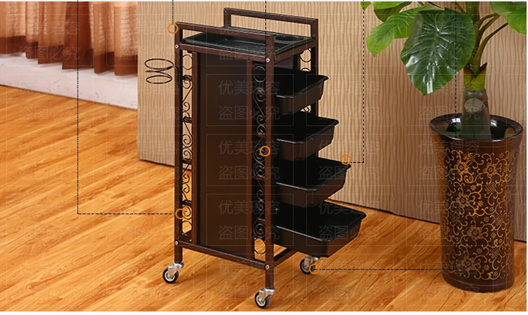 Тележки для парикмахерских магазинов. Инструмент резки. Косметическая